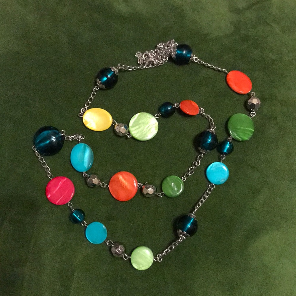 Multi-colored station necklace